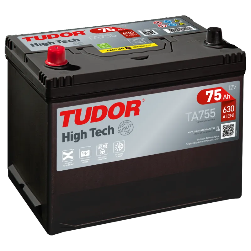 Tudor TA755. Batterie de voiture Tudor 75Ah 12V