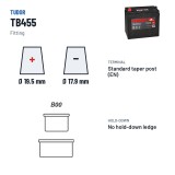 Batterie voiture Tudor TB455 12V 45Ah 330A – bornes et fixation