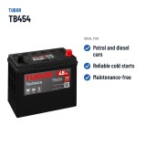 Batteria auto Tudor TB454 12V 45Ah 330A | baterias.com