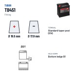Batterie voiture Tudor TB451 12V 45Ah 330A | baterias.com