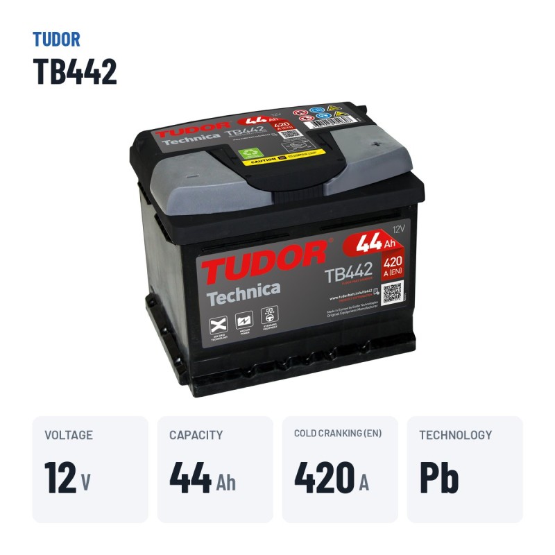 Batteria auto Tudor TB442 12V 44Ah 420A – dati principali