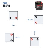 Bateria de carro Tudor TB440 12V 44Ah 400A – polaridade (esquema 0, + direita)