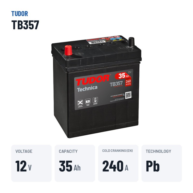 Batteria auto Tudor TB357 12V 35Ah 240A – dati principali