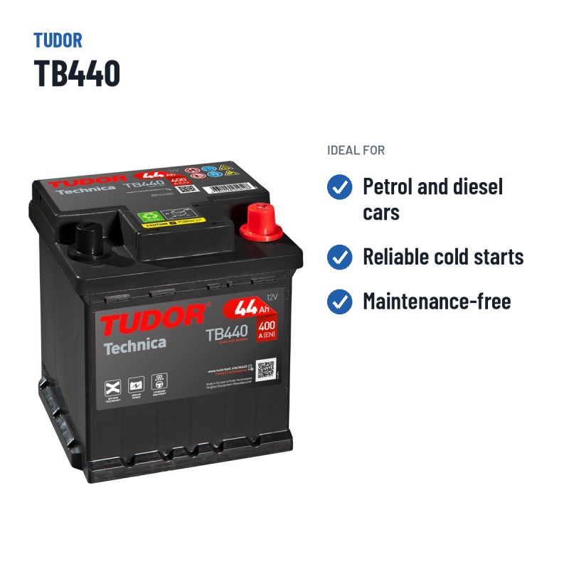 Bateria de carro Tudor TB440 12V 44Ah 400A – utilizações recomendadas