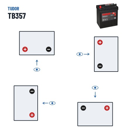 Car battery Tudor TB357 12V 35Ah 240A – polarity (layout 1, + left)