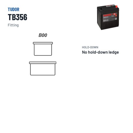 Batteria auto Tudor TB356 12V 35Ah 240A – terminali e fissaggio