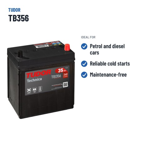 Batteria auto Tudor TB356 12V 35Ah 240A – usi consigliati