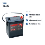 Batterie voiture Tudor TB320 12V 32Ah 270A – utilisations recommandées
