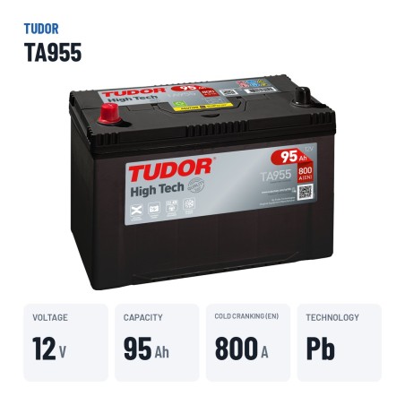 Bateria de carro Tudor TA955 12V 95Ah 800A – dados principais