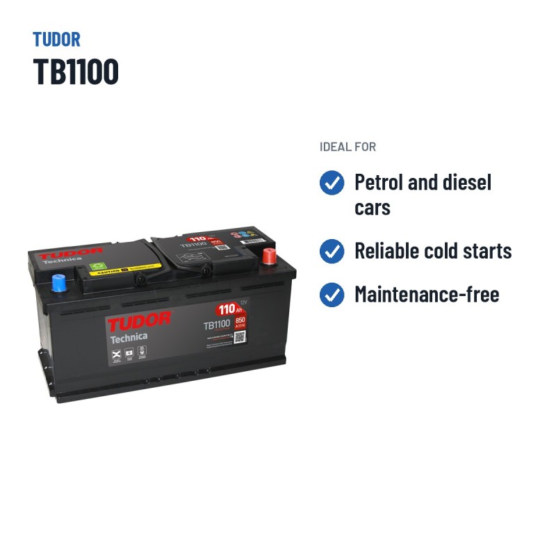 Batería de coche Tudor TB1100 12V 110Ah 850A – usos recomendados