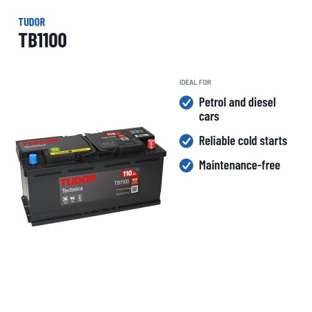 Autobatterie Tudor TB1100 12V 110Ah 850A – empfohlene Einsatzbereiche