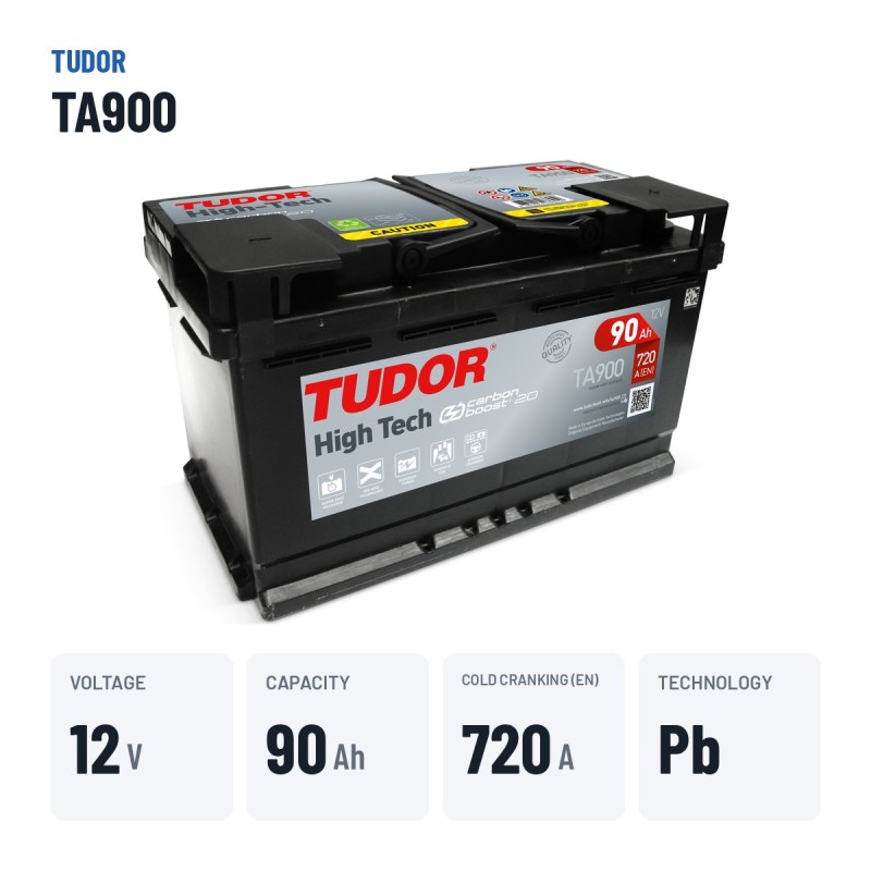 Batterie voiture Tudor TA900 12V 90Ah 720A – caractéristiques clés