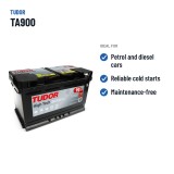 Batterie voiture Tudor TA900 12V 90Ah 720A – utilisations recommandées