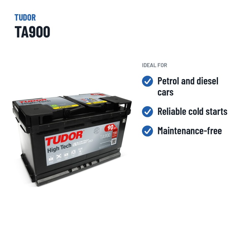 Batterie voiture Tudor TA900 12V 90Ah 720A – utilisations recommandées