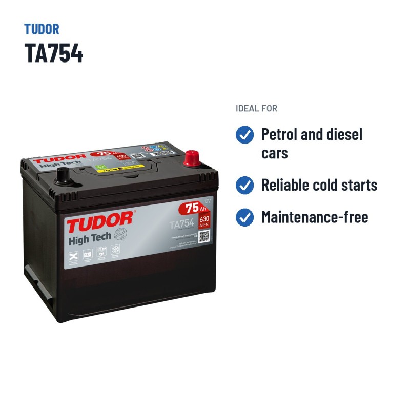 Autobatterie Tudor TA754 12V 75Ah 630A – empfohlene Einsatzbereiche