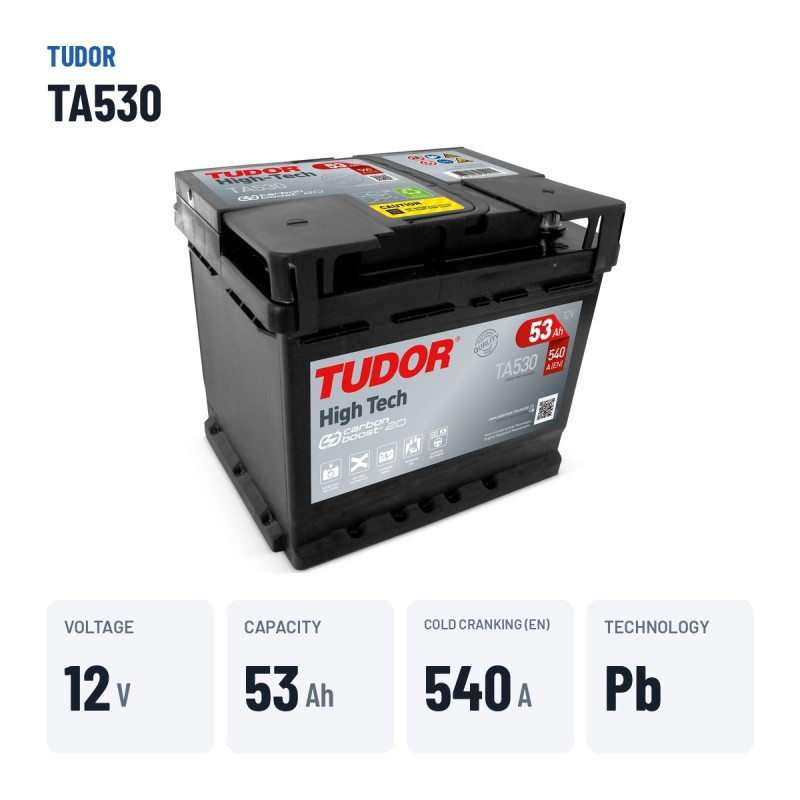 Car battery Tudor TA530 12V 53Ah 540A – key specs
