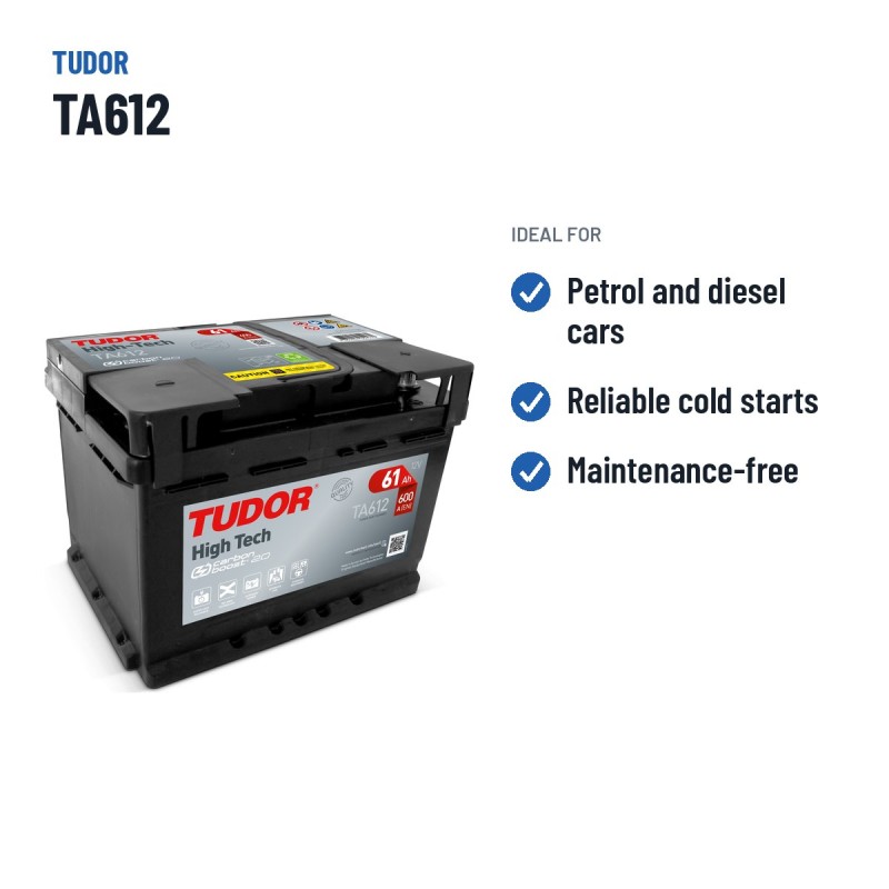 Batteria auto Tudor TA612 12V 61Ah 600A – usi consigliati