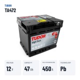 Car battery Tudor TA472 12V 47Ah 450A – key specs