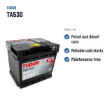 Car battery Tudor TA530 12V 53Ah 540A – recommended uses