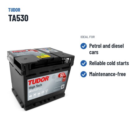 Car battery Tudor TA530 12V 53Ah 540A – recommended uses
