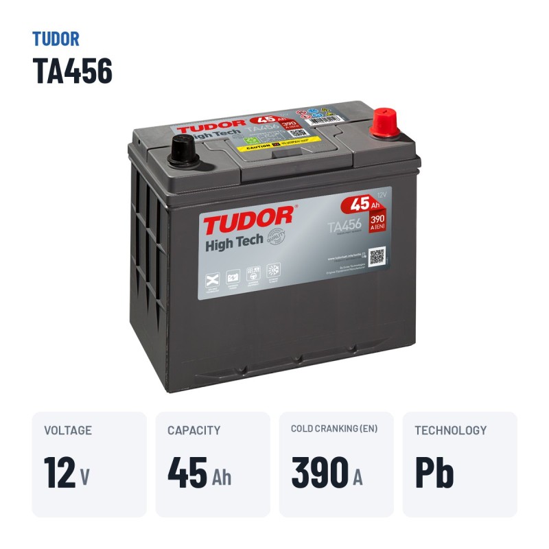 Car battery Tudor TA456 12V 45Ah 390A | baterias.com