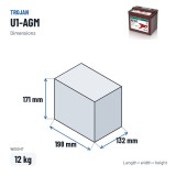 Solar battery Trojan U1-AGM 12V 33Ah AGM – dimensions 198 × 132 × 171 mm