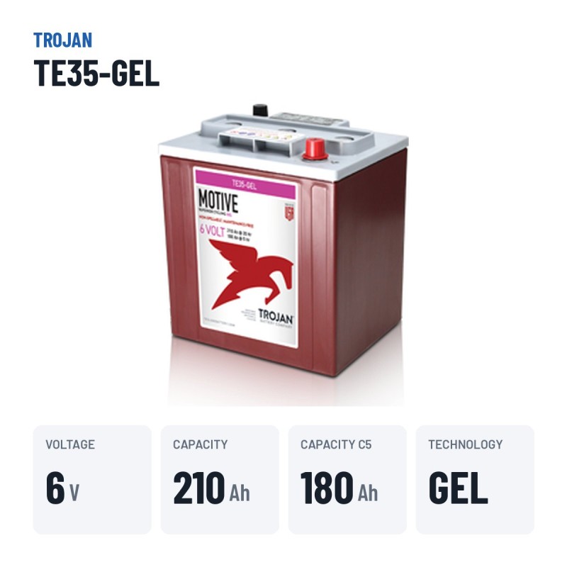 Batteria solare Trojan TE35-GEL 6V 210Ah GEL – dati principali