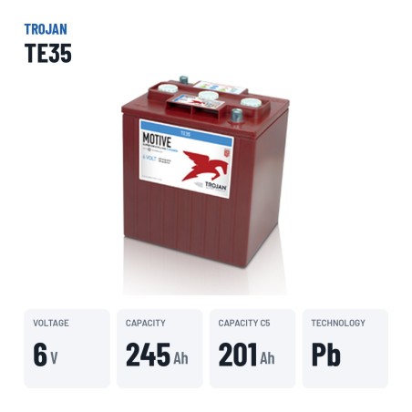 Traktionsbatterie Trojan TE35 6V 245Ah – wichtigste Daten