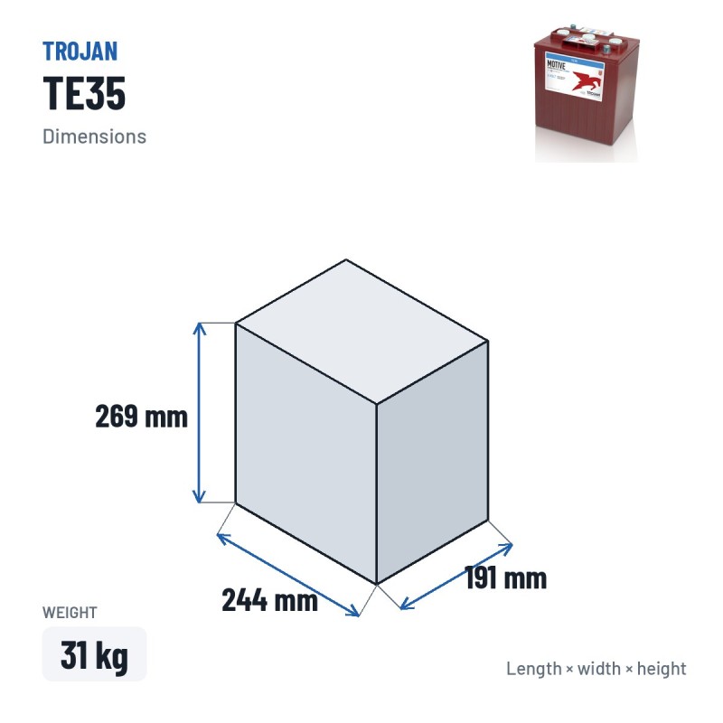 Batería de tracción Trojan TE35 6V 245Ah | baterias.com