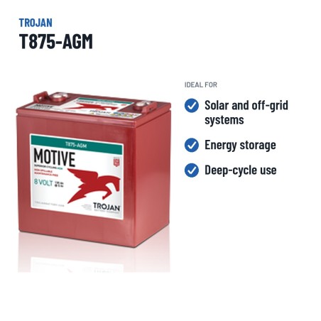 Batteria solare Trojan T875-AGM 8V 160Ah AGM – usi consigliati