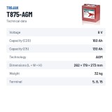 Batterie solaire Trojan T875-AGM 8V 160Ah AGM – fiche technique