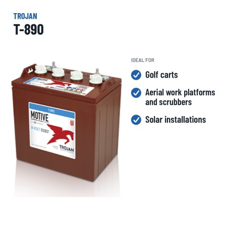 Golf cart battery Trojan T-890 8V 190Ah | baterias.com