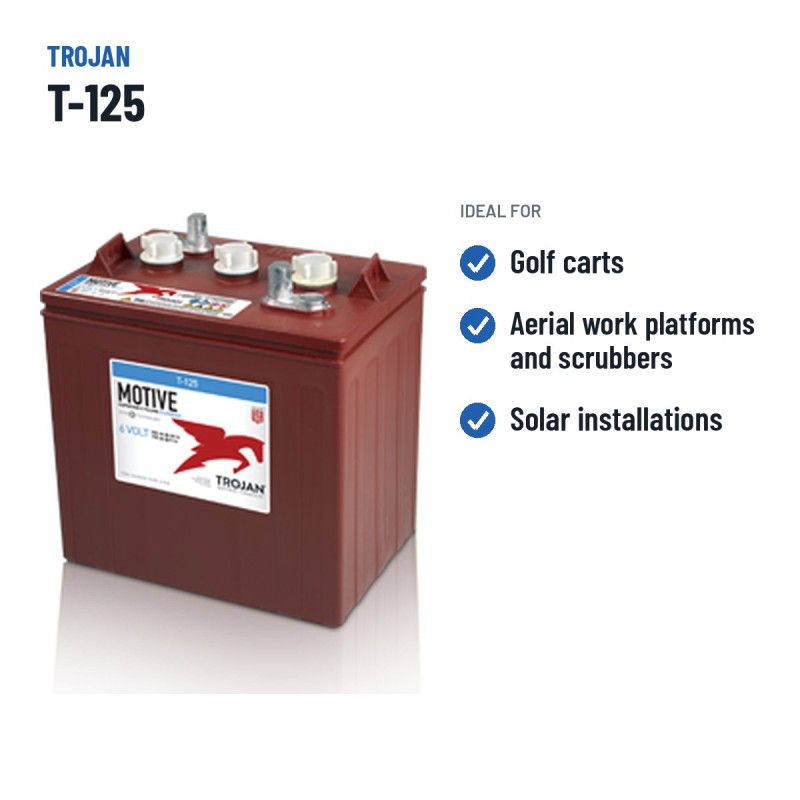 Golf cart battery Trojan T-125 6V 240Ah | baterias.com