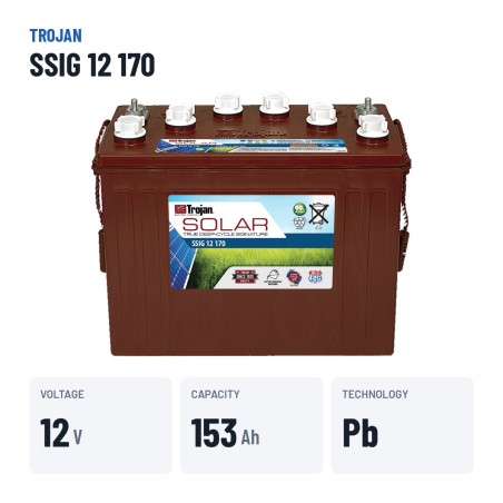 Batería solar Trojan SSIG 12 170 12V 153Ah – datos clave