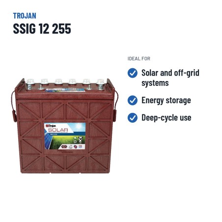 Batería solar Trojan SSIG 12 255 12V 229Ah – usos recomendados