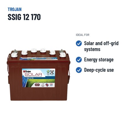 Batería solar Trojan SSIG 12 170 12V 153Ah – usos recomendados