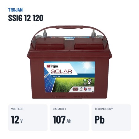 Batterie solaire Trojan SSIG 12 120 12V 107Ah – caractéristiques clés