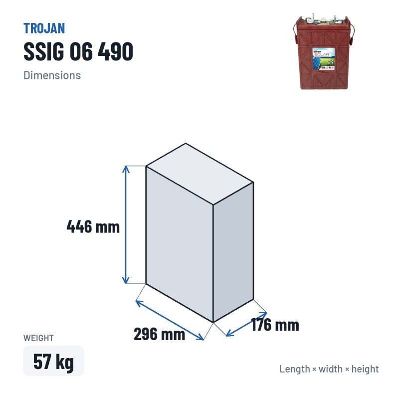 Batería solar Trojan SSIG 06 490 6V 443Ah | baterias.com