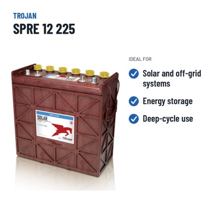 Batterie solaire Trojan SPRE 12 225 12V 204Ah – utilisations recommandées