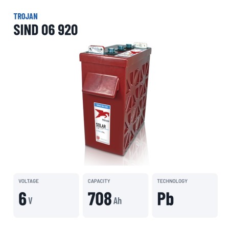 Batterie solaire Trojan SIND 06 920 6V 708Ah – caractéristiques clés