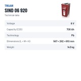 Solar battery Trojan SIND 06 920 6V 708Ah – technical data
