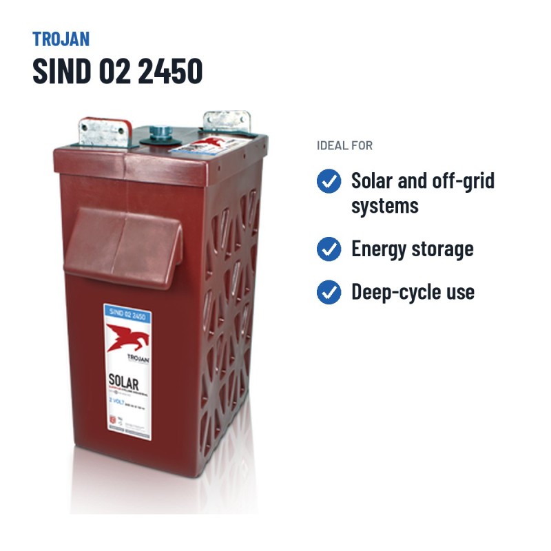 Bateria solar Trojan SIND 02 2450 2V 1882Ah – utilizações recomendadas
