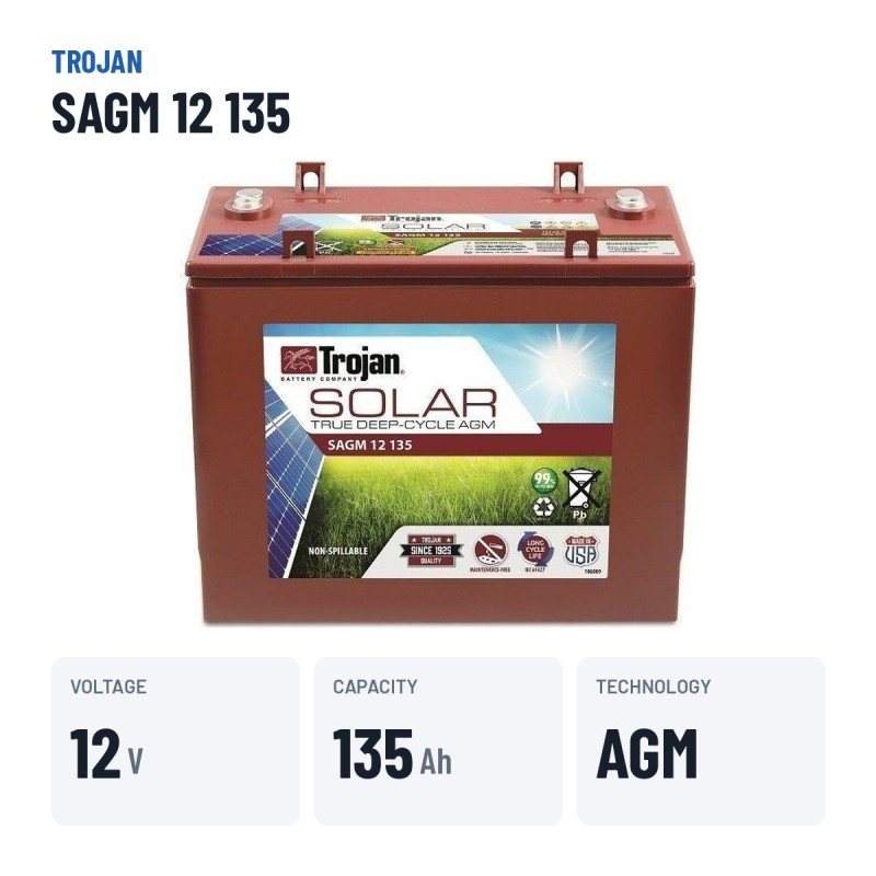 Batteria solare Trojan SAGM 12 135 12V 135Ah AGM – dati principali