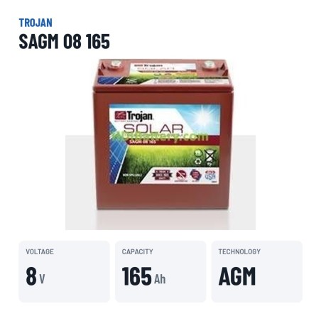 Batteria solare Trojan SAGM 08 165 8V 165Ah AGM – dati principali
