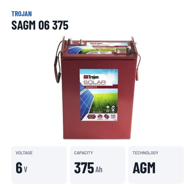 Batteria solare Trojan SAGM 06 375 6V 375Ah AGM – dati principali