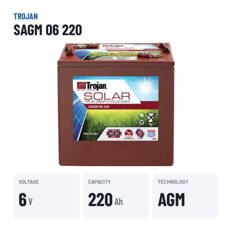 Solarbatterie Trojan SAGM 06 220 6V 220Ah AGM – wichtigste Daten