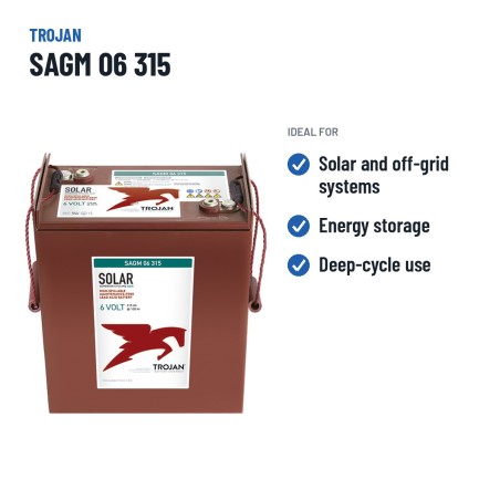 Batterie solaire Trojan SAGM 06 315 6V 315Ah AGM – utilisations recommandées