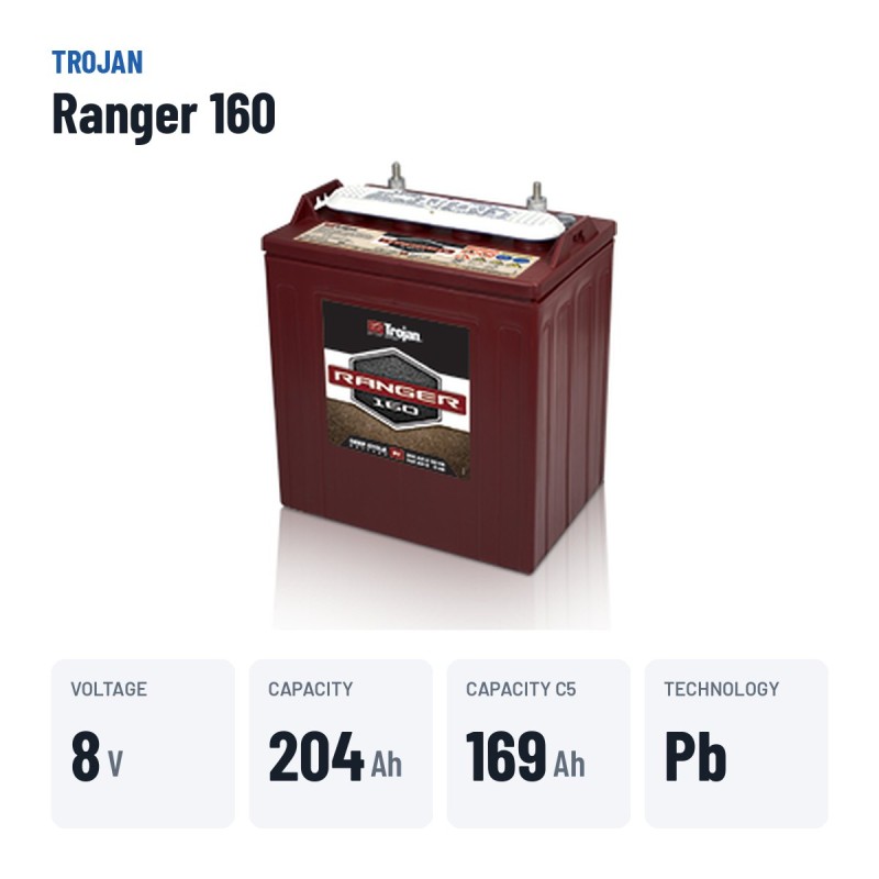 Traktionsbatterie Trojan Ranger 160 8V 204Ah – wichtigste Daten