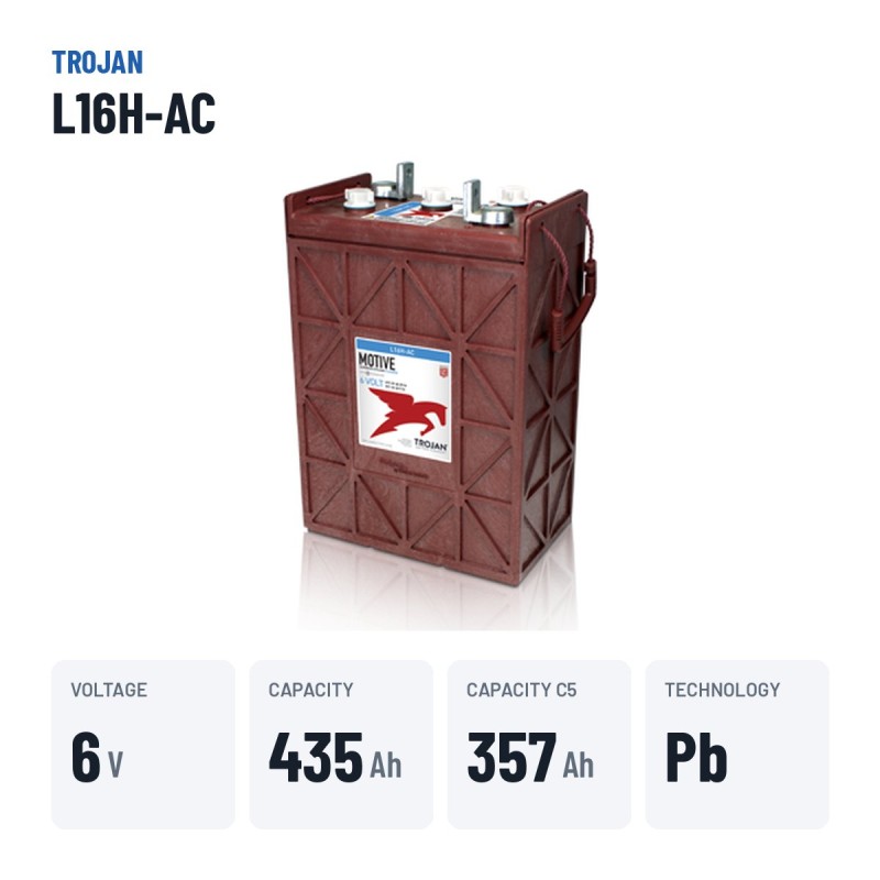 Batterie de traction Trojan L16H-AC 6V 435Ah – caractéristiques clés