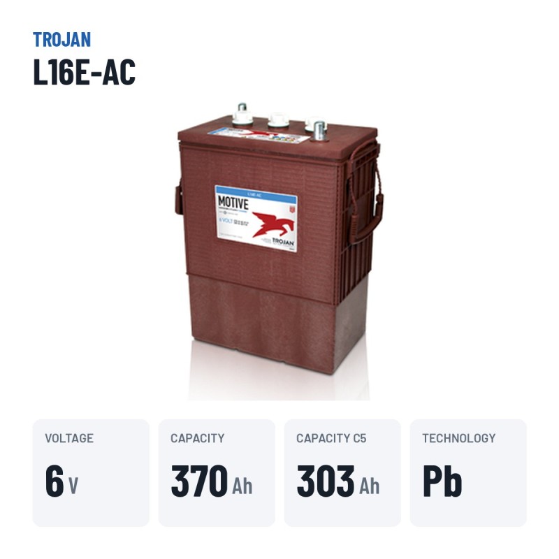 Batterie de traction Trojan L16E-AC 6V 370Ah – caractéristiques clés